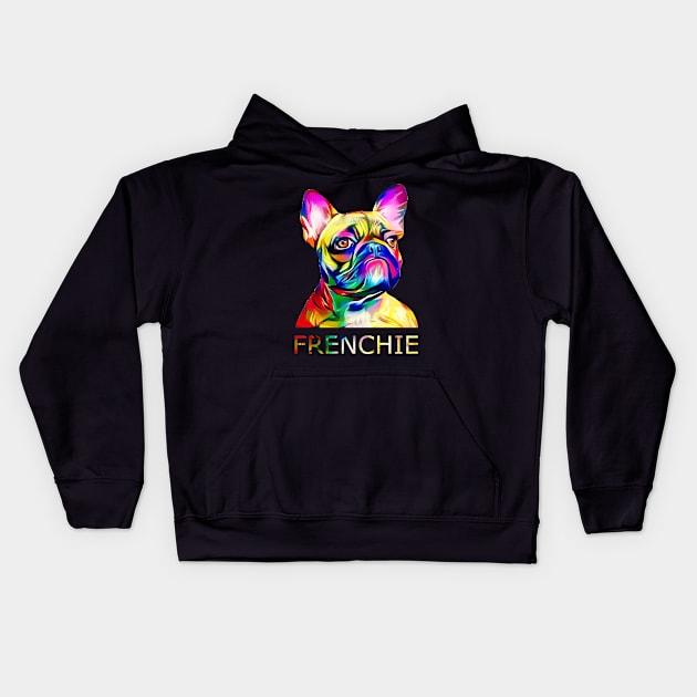 French bulldog, colorful face frenchie dog Kids Hoodie by Collagedream